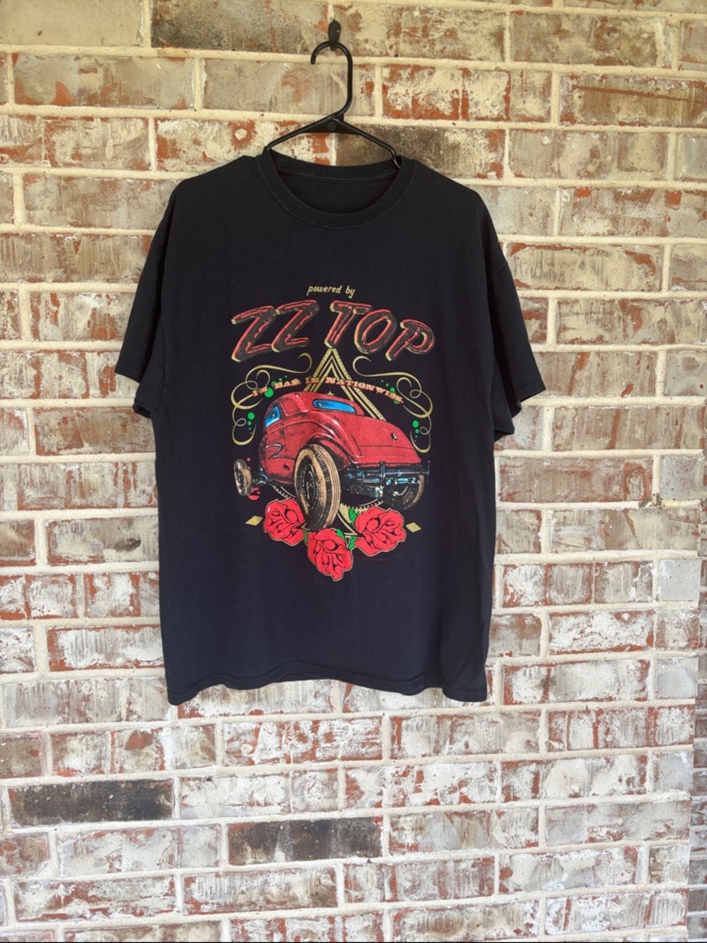 Black Graphic Band T‑Shirt with Red Car Artwork from 2015